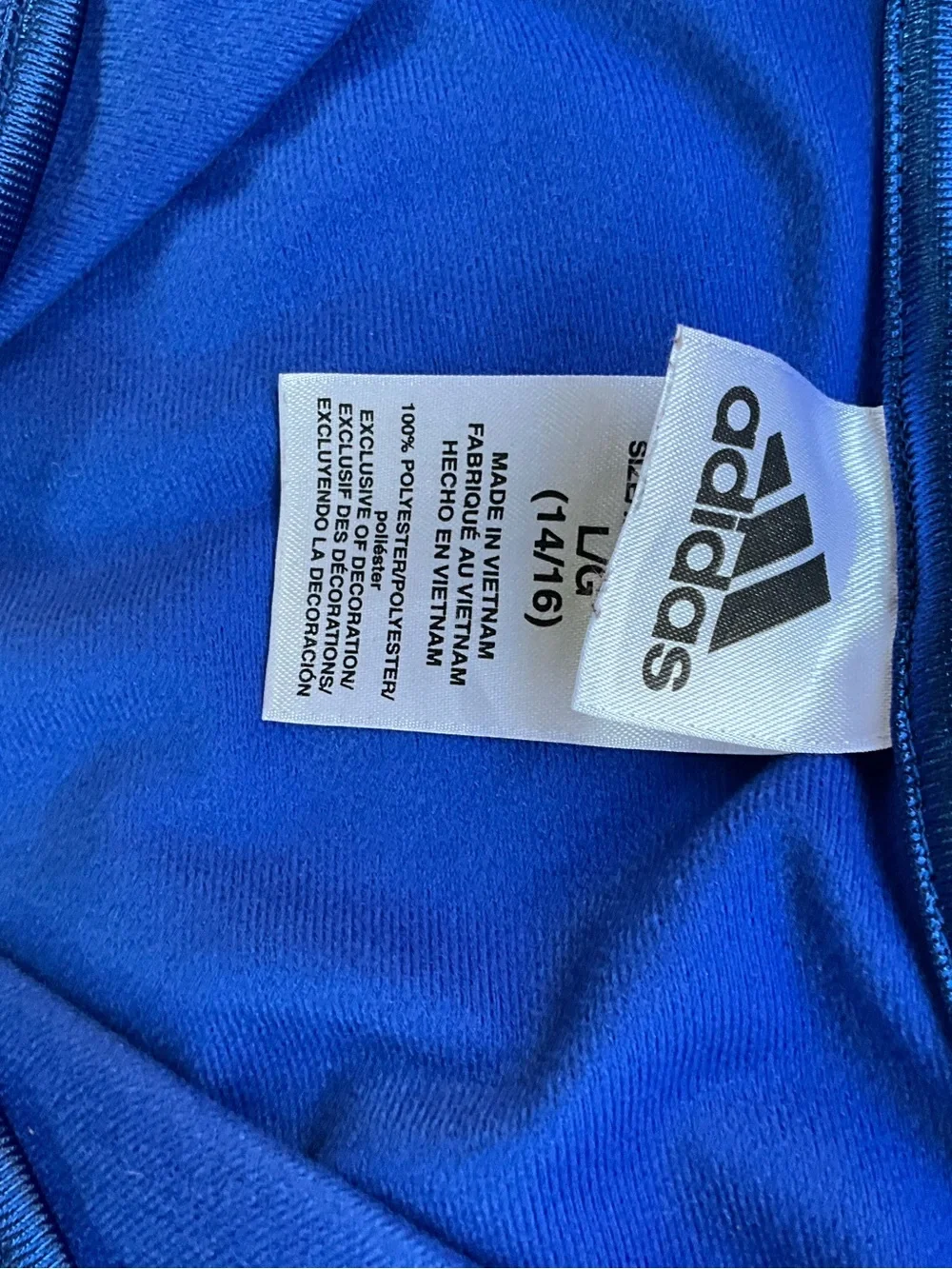 Adidas Royal Blue 3-Stripe Full Zip Track Jacket Youth L 14/16